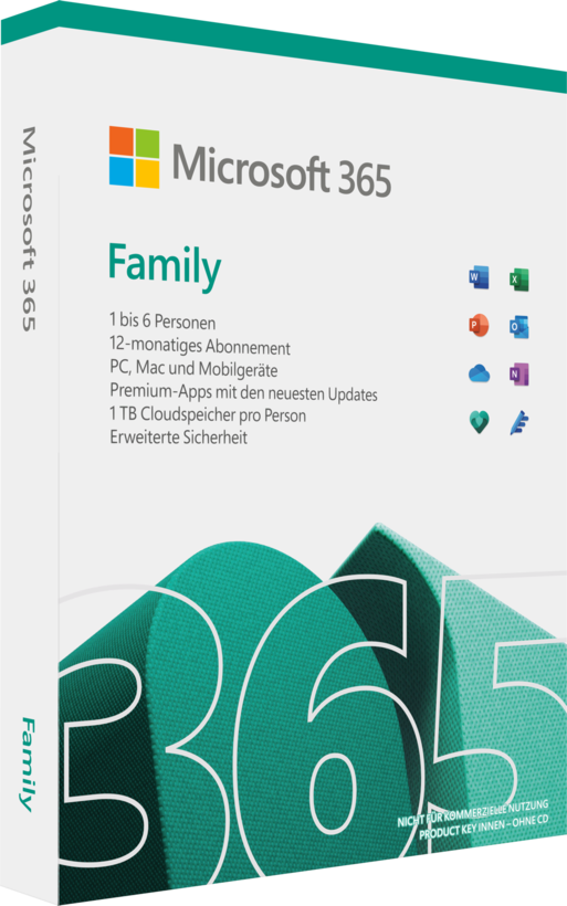 Microsoft M365 Family 1 License Medialess
