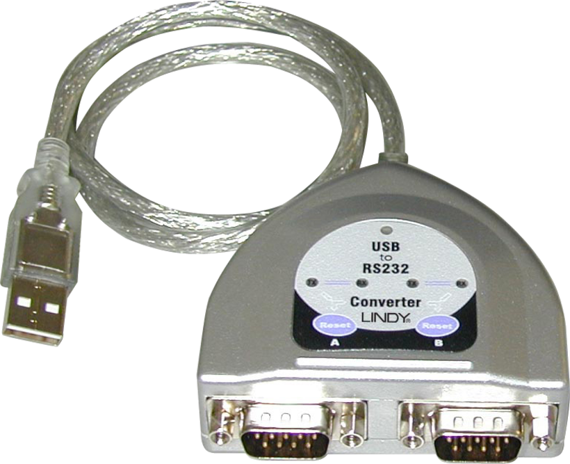 Adapt. 2 x DB9 (RS232) m. -USB-A m. 0,6m