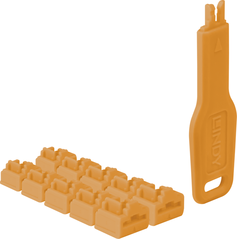 Bloqueur de port RJ45 orange x10 + 1 clé