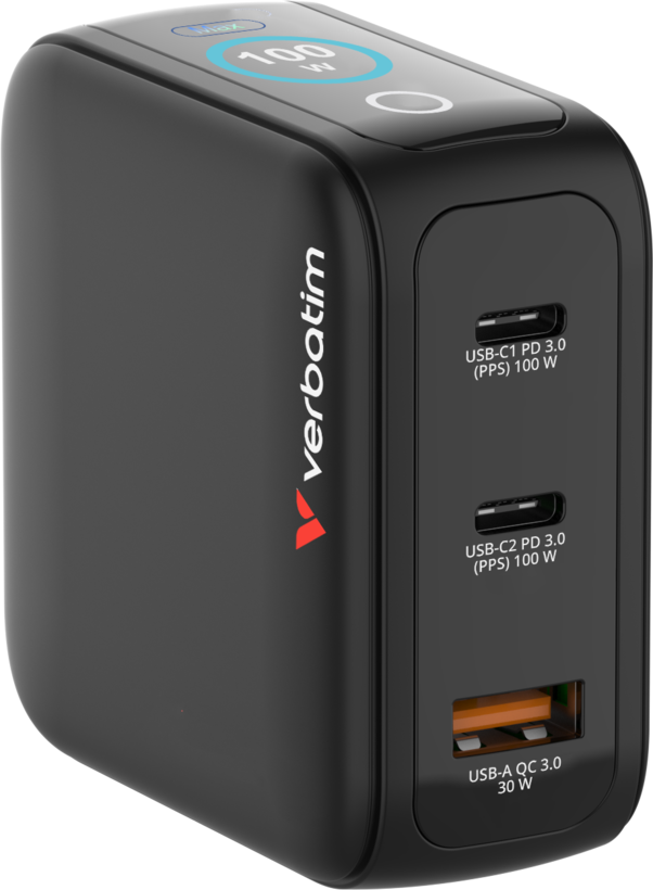 Verbatim 100 W 3-Port GaN Ladeadapter