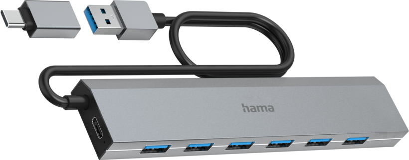 Hub USB 3.0 Hama 7 portas cinz.
