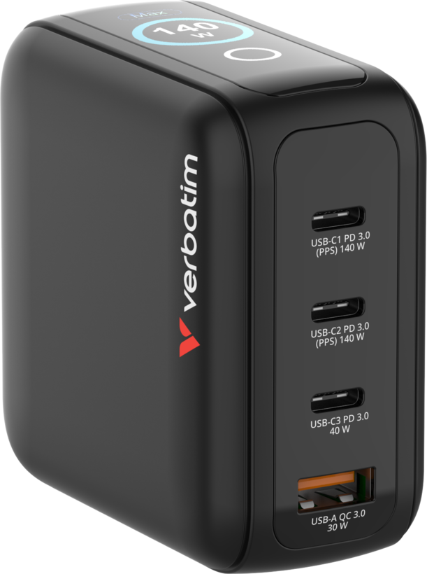 Verbatim 140 W 4-Port GaN Ladeadapter