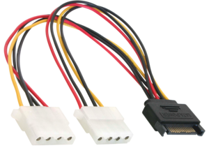 Power Adapter SATA/m - 2x 4-pin/f 0.20m