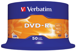 DVD-R 4,7 Go Verbatim 16x, spindle de 50