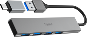 Hub USB 3.0 Hama 4 portas cinz.