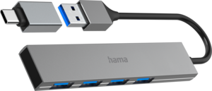 Hama USB Hub 3.0 4-port Grey