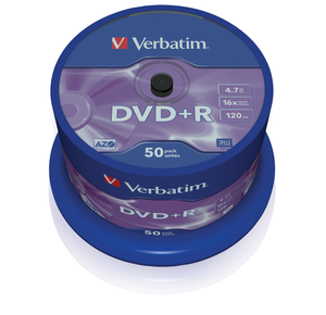 Verbatim DVD+R 4.7 GB 16x SP, 50 Pack