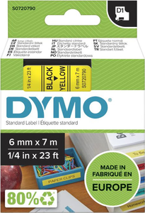DYMO D1 Label Tape 6mm Yellow/Black