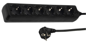 6-socket Extension Lead 1.4m Black