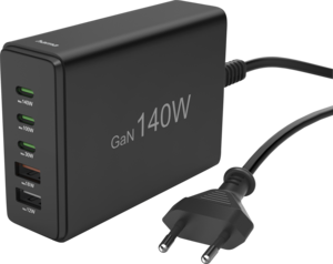 Hama 140 W 3xUSB-C/2xUSB-A GaN Ladegerät