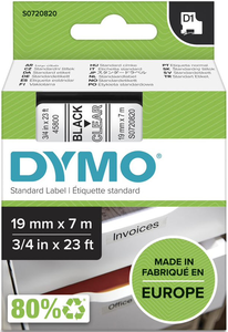 DYMO D1 Label Tape 19mm Clear/Black