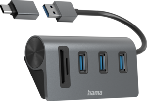 Hub USB 3.0 Hama 3 prts + leitor cartões