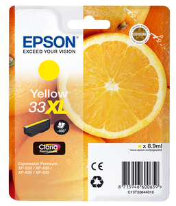 Tinta EPSON 33XL Claria, amarillo