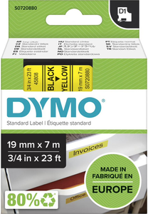 DYMO D1 Label Tape 19mm Yellow/Black