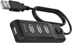 Hama USB Hub 2.0 4-port + Switch Black