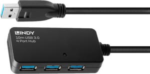 LINDY USB-A aktív hosszabbító 10 m + hub