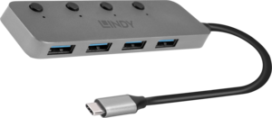Hub USB LINDY 3.0 4 p. + interruptor