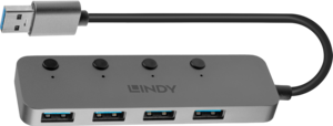 LINDY 4 portos USB 3.0 hub kapcsolókkal