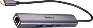 LINDY USB Hub 3.1 3-port + Gb Ethernet