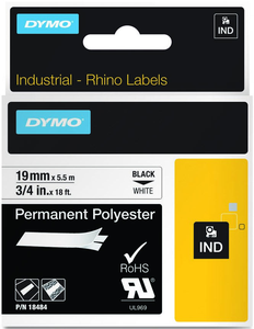 Dymo Rhino Tape Polyester White 19mm