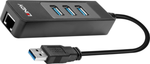 LINDY 3 portos USB 3.0 hub + GbEthernet