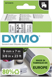 Dymo D1 feliratozó szalag átl./fek. 9mm