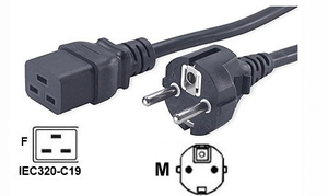 Kabel zasil. Schuko CEE 7/7 - IEC320-C19