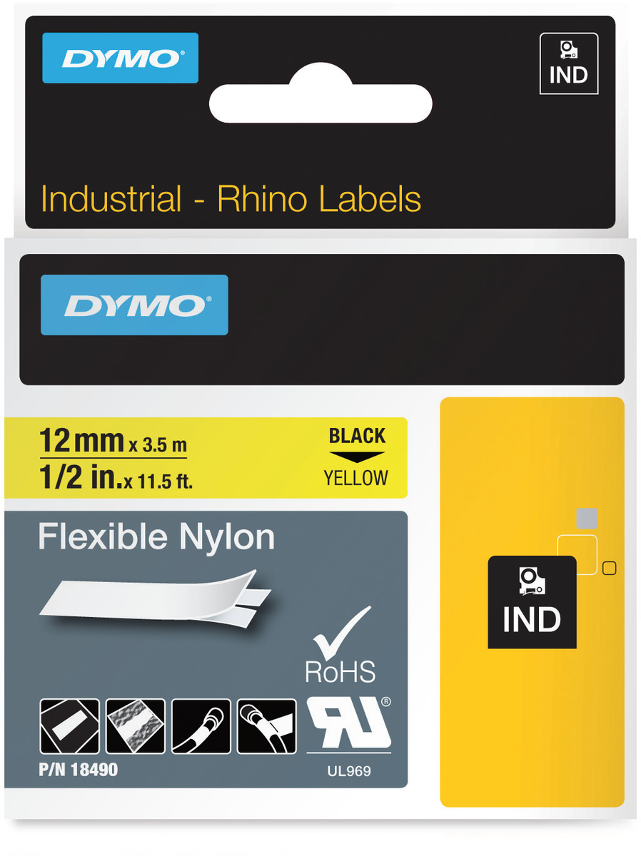 Acheter Ruban nylon Dymo Rhino jaune, 12 mm (18490)