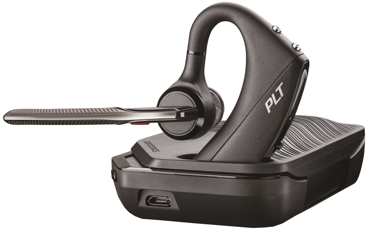 Plantronics Paquete de auriculares Bluetooth 206110-01 (Poly) 5200-UC.  Incluye auriculares, estuche de carga, enchufe de pared, auriculares y  funda de