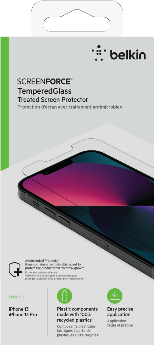 Comprar Belkin TemperedGlass Protector pantalla antimicrobiano iPhone 13 /  13 Pro OVA069ZZ
