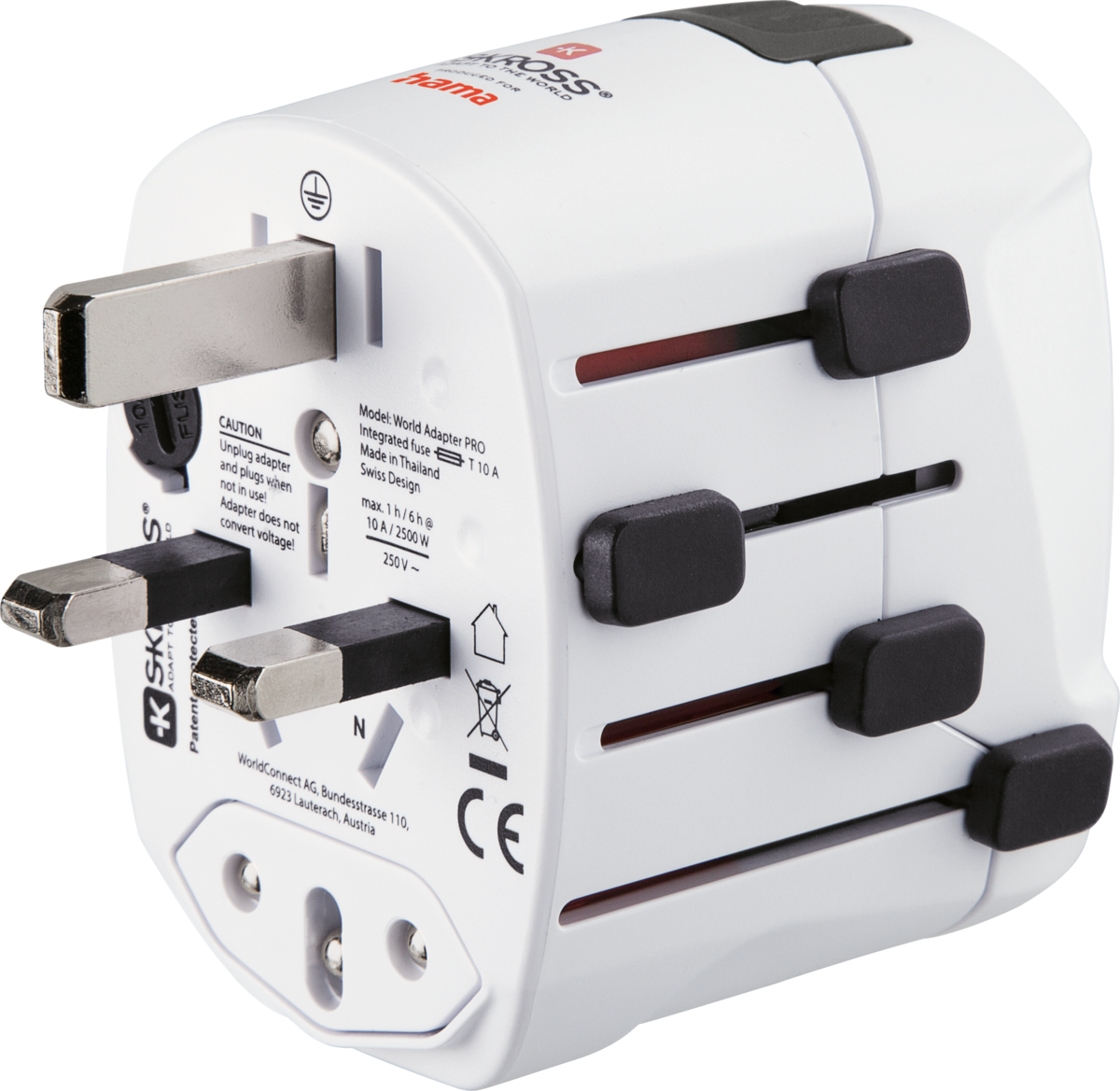 Adaptador enchufe  World to Europe Hama, 2 entradas USB, 250 V