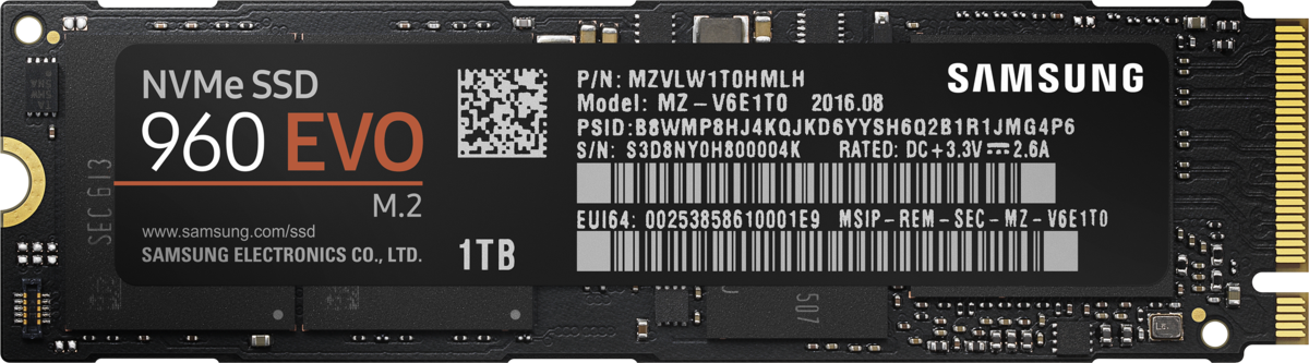 Samsung 960 Evo 1TB M.2 NVMe SSD (MZ-V6E1T0BW)
