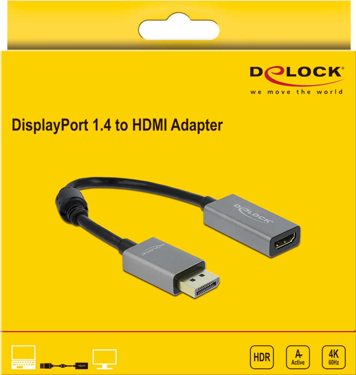 Delock Adaptateur Displayport - HDMI actif, 4K, noir