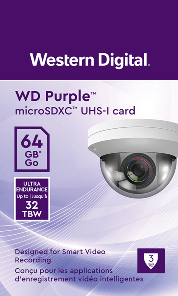 Carte MicroSD WESTERN DIGITAL PURPLE 32Go spéciale vidéosurveillance