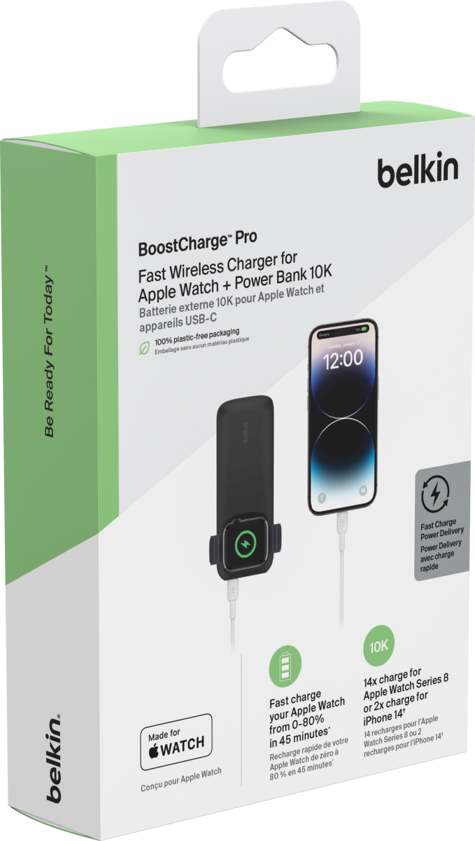 Belkin BOOST CHARGE Pro Fast Wireless Charger for Apple Watch + Power Bank  10K - Black