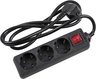 Miniatuurafbeelding van 3-socket Power Strip 1.4m Switch Black