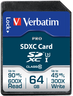 Widok produktu Karta SDXC Verbatim Pro U3 64 GB w pomniejszeniu